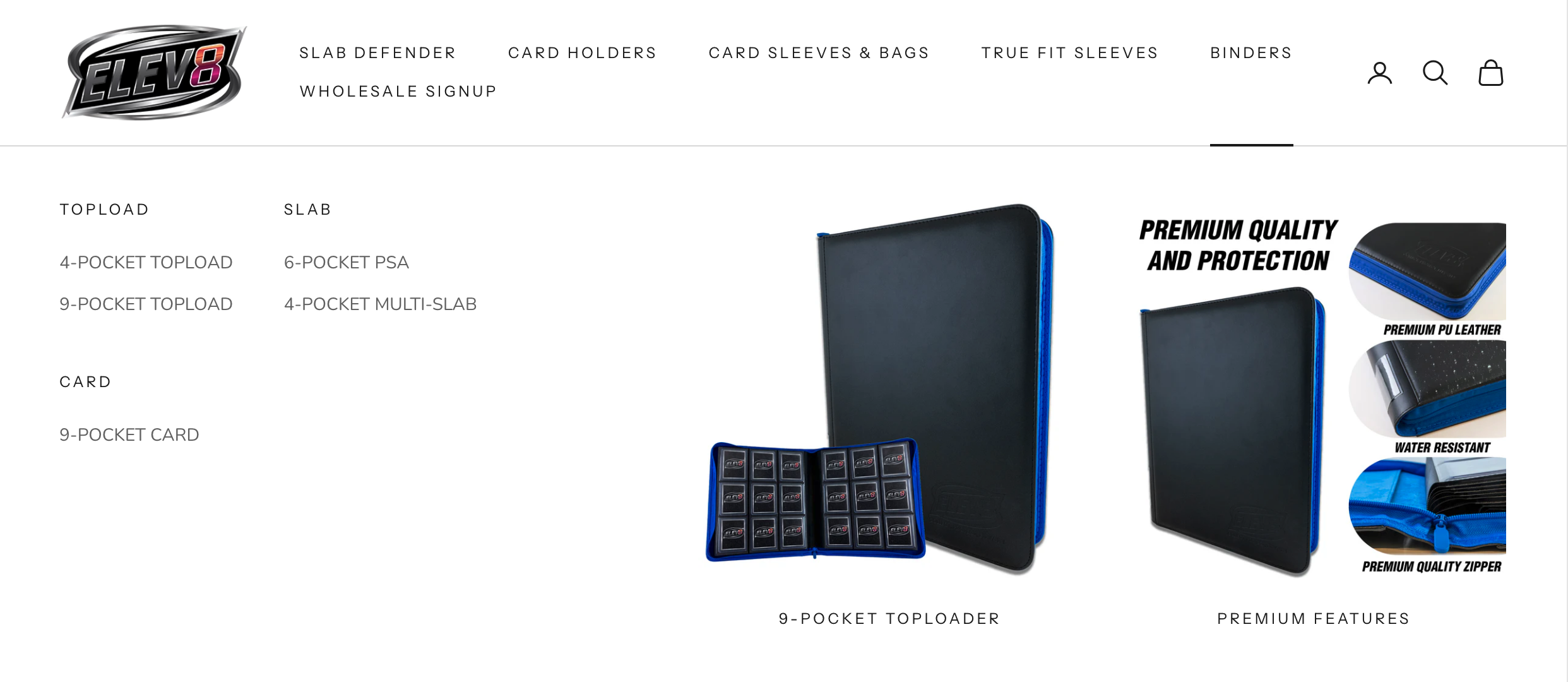 Binders Menu