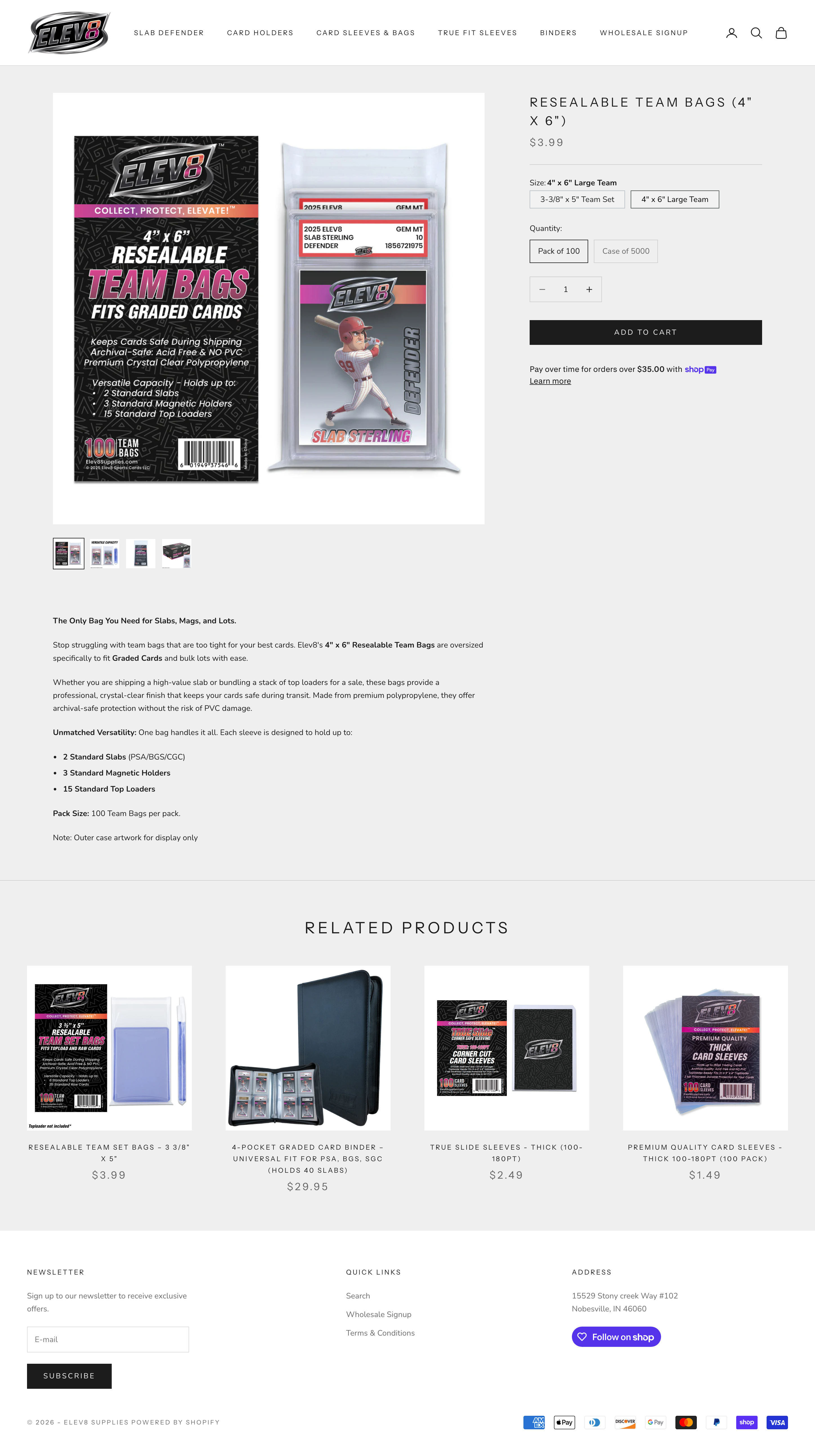 Team Bag Product Page